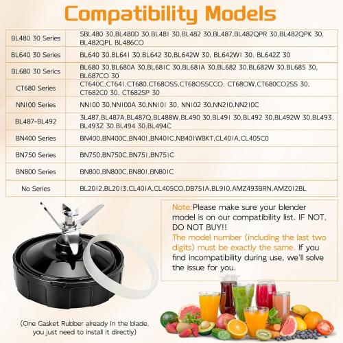 2-pack Extractor Blade Assembly 7 Fins Ninja Blender Blade Ninja Blender Replacement Parts Compatible with Ninja Blenders Auto iQ BL480 BL482 BL642 BL682 NN102