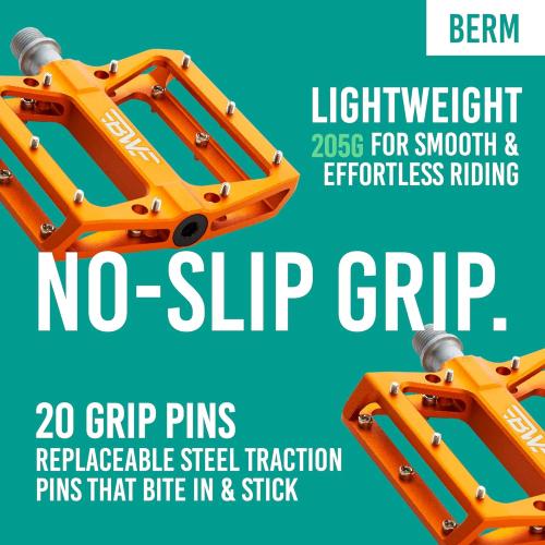 Berm Platform Bike Pedals - Lightweight Aluminum Flat Pedals for MTB and BMX