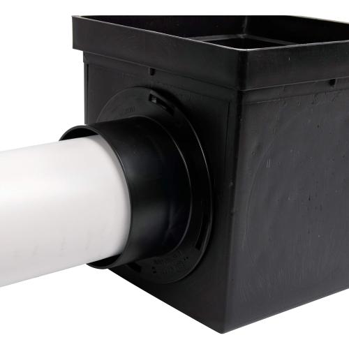 NDS 900BKITRTL1PK Square Catch Basin Drain Kit with 2-Opening Catch Basin Drain, 2 Adapters, 1 Outlet Plug, 1 Plastic Drain Grate, 9-Inch, for Lawns, Landscaped Areas, Black