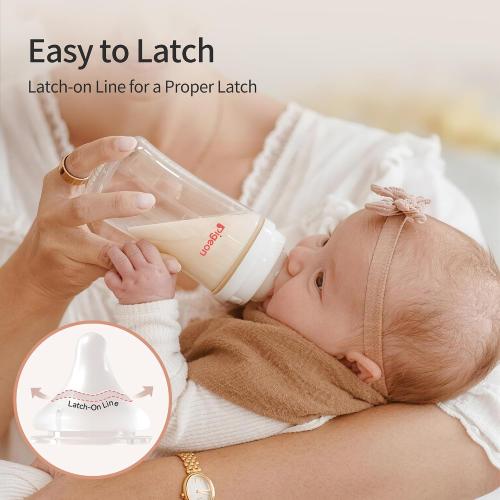 Pigeon Silicone Nipple (LL) with Latch-On Line, Natural Feel, 9  Months, 4 Counts