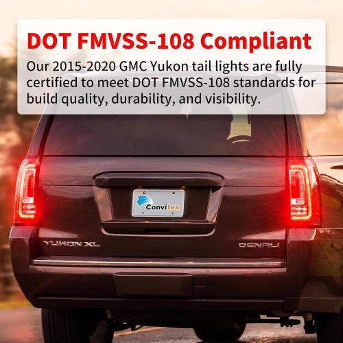 Pair LED Taillight Replacement for 2015-2020 GMC Yukon/Yukon XL Denali SLE SLT, Automotive Rear Light Assembly with Bulbs and Harness - OE Style Tail Lights Kit