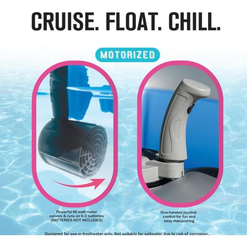 Motorized Inflatable Pool Float Lounger Tube, Bluetooth 5 IPX7 Waterproof Speaker, Pool & Lake Float with Mesh Bottom, Cup Holder, Backrest, Heavy-Duty Handles, 66W Motor