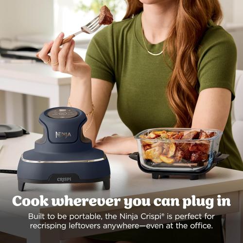 Ninja Crispi 4-in-1 Portable Glass Air Fryer Cooking System, 1500W, 4QT & 6-Cup TempWare Glass Containers with Storage Lids, Microwave, Freezer & Dishwasher Safe, Cyberspace Gray, FN101GY