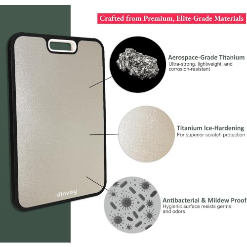 Titanium Cutting Board for Kitchen – Crystallized Dual-Sided GR1 Titanium & Wheat Straw, Scratch-Resistant, Easy to Clean, Large 16”×11” Chopping Board