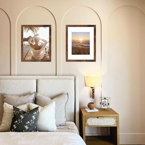 10x14 Picture Frame Deep Brown for 30 x 40cm Diamond Art Painting, Wood 10x14 Frame with 8.5x11 Mat for Wall Mounting, 30x40 cm Frame with Shatter-Resistant Plexiglass, Deep Brown, 1 Pack