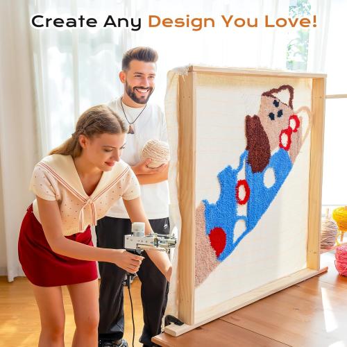 BESGEER Rug Tufting Gun with Carpet Trimmer Kit - Tuft Gun with Tufting-Shears, 2 in 1 Cut Loop Pile Carpet Gun& Carving Clippers, Rug Maker Machine Starter Kit& Trimmer& Cloth& Yarn（Olive Black）