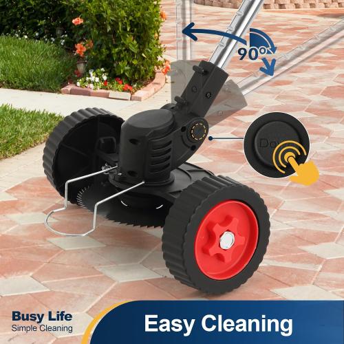 Yocada Cordless String Trimmer 2 in 1 Weed &Edge Trimmer | Electric Grass Wacker 47 Telescopic Pole with Handle&Wheel for Garden Yard Lawn(2*21V Battery&1*Charger)