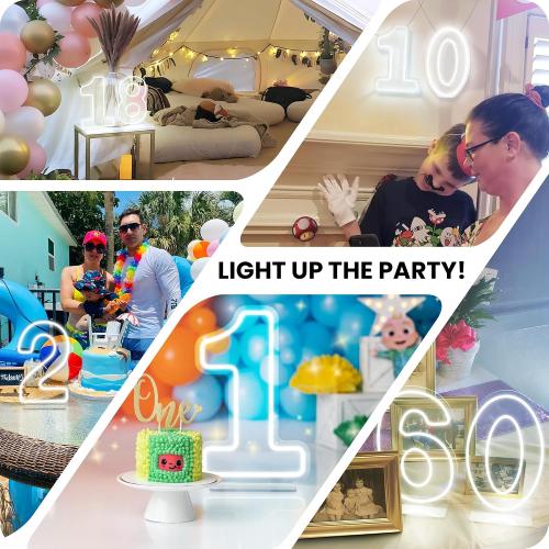 YALLOVE Neon Sign Number 7, Acrylic Light up Number, Large Marquee Number Lights Sign, USB Powered Number Sign for Birthdays Decor, Party Anniversary