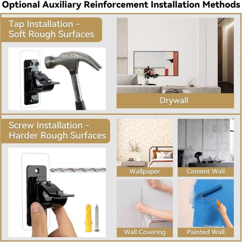 ANDGOO No Drill Curtain Rod Brackets-17LB, 4-Pack, Adhesive Curtain Holder