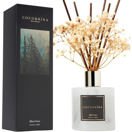 Cocorrína Reed Diffuser Sets, 6.7 fl oz. Black Forest Diffuser with Sticks Home Fragrance Reed Diffuser for Bathroom Shelf Decor
