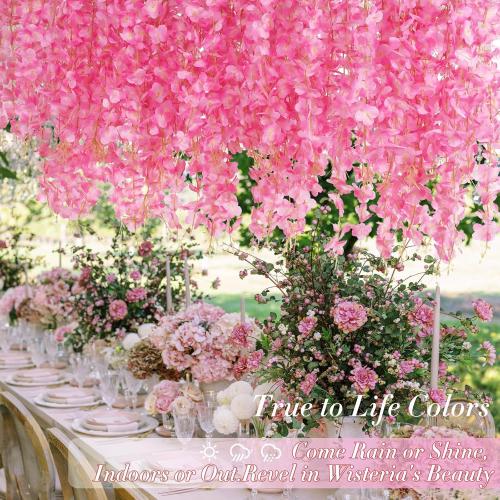2 Pack Artificial Wisteria Garland, 3.6FT Fake Hanging Vine Flowers for Home Wall Decor, Pink Artificial Flower for Wedding Backdrop, Bedroom, Party, Garden and Indoor Outdoor Decoration (Pink)