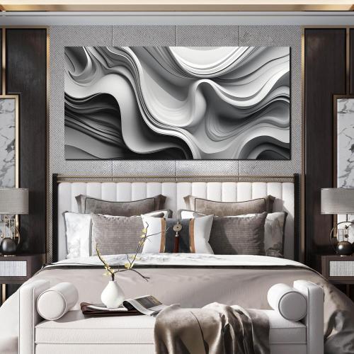 CANEITO Abstract Wall Art for Living Room, Black and White Wall-Decor for Bedroom, Minimalist Curve Line Poster Canvas Print, Size 59x29 Inches