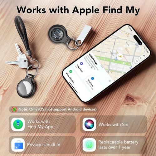 Air Tracker Tags-4 Pack (iOS Only), [Apple MFi Certified] Key Finder | Replaceable Battery Bluetooth Tracker Compatible with Apple Find My, Item Locator Smart Tag for Keys, Bag, Luggage and More