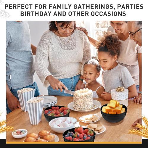 Geosar 18 Pcs Unbreakable Cereal Bowls 24 Oz Microwave and Dishwasher Safe Wheat Straw Fiber Lightweight Bowl for Soup Kitchen Serving Salad Dishes Oatmeal(Black)