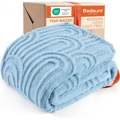 Bedsure Blue Throw Blanket for Couch - Super Soft & Cozy Summer Blankets for Women, Fluffy Fleece Throw for Girls, for Women, Ideal for Room, Home & Bedroom Decor, 50x60 Inches