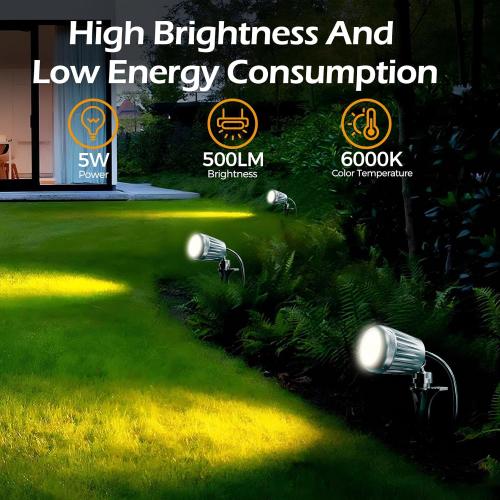 Outdoor Spot Lights for Yard,120V Plug-in Christmas Spot Lights with Timer Remote Control,6000K Landscape Lighting with 5 Color Lenses (Red,Yellow,Green,Blue,Purple),IP67 Waterproof,2 Pack