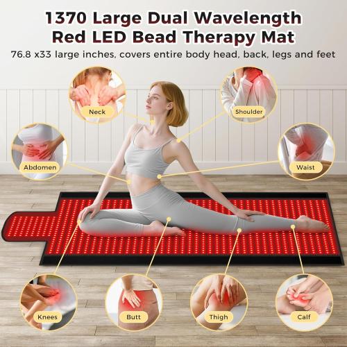 Red Light Therapy Mat, 2in1 LEDs (660nm& 850nm) Red Light Therapy Blanket, Premium Material, Adjustable Timer & Intensity