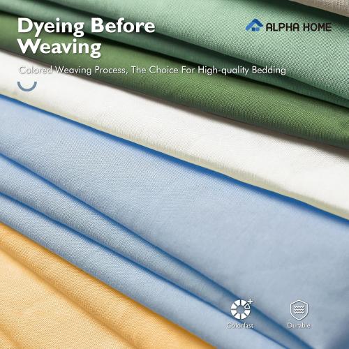 ALPHA HOME Queen Size Comforter Set - Jacquard Bedding Set for All Season Comfort, Luxurious Elegance Pillows Included (1 Comforter, 2 Pillow Shams, 2 Euro Shams)