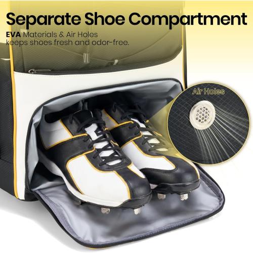 Fanwoli Leather Rolling Baseball Bag - Youth Softball Bag with Wheels for Boys Girls - Rain Cover & Mud Guard for Clean Car - Premium 4-Bat Tournament Roller - Large Equipment Organizer