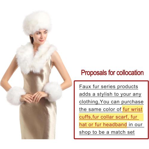 sy soul young Women's Faux Fur Wrist Cuffs Winter Fox Furry Wristbands Fluffy Fur Cuff Bracelet Arm Warmer Accessories