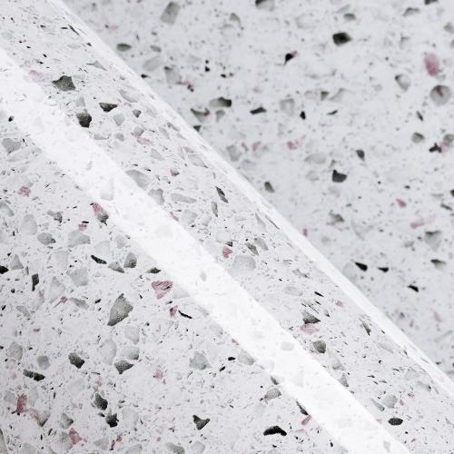 LaCheery 160x36 Terrazzo Countertop Contact Paper for Countertops White Granite Contact Paper for Kitchen Counter Top Peel and Stick Waterproof Self Adhesive Wallpaper for Bathroom Quartz Desk Table