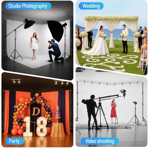 EMART Back Drop Adjustable Stand, 10x20 Backdrop Stand Heavy Duty Photography Background Support System Kit with 300° Angle Rotatable Connector and 8 Spring Clamps for Parties, Wedding, Photo Studio