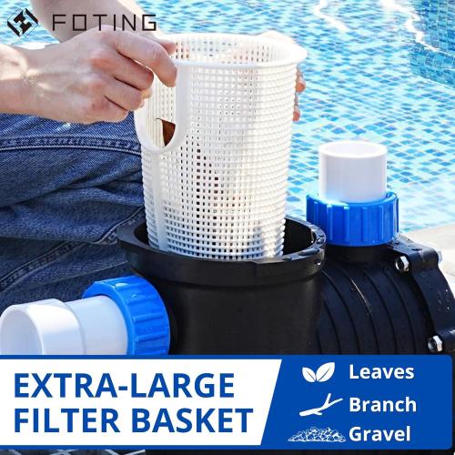 FOTING In/Above Ground Pool Pump, Self Primming Pool Pump High Flow 1.5 & 2 NPT Inlet Connectors, Blue