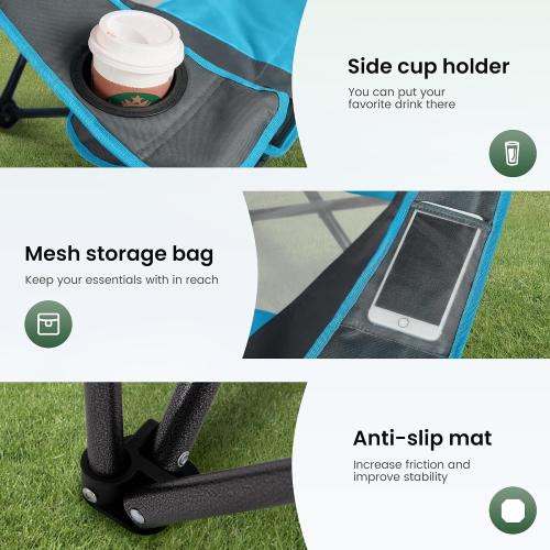 HIGH POINT SPORTS Canopy Camping Chairs with Shade Canopy Enamel Blue | Heavy Duty Canopy Lounge Chair, Sunshade Outdoor Lawn Chair, with Cup Holder for Outdoor, Camping, Beach and Patio