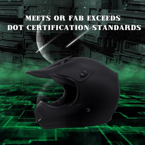 Color Black KRN Youth Kids Off-Road Helmet KY-B12 ATV Helmet DOT Approved- Motorcycle Motocross Dirt Bike Helmet