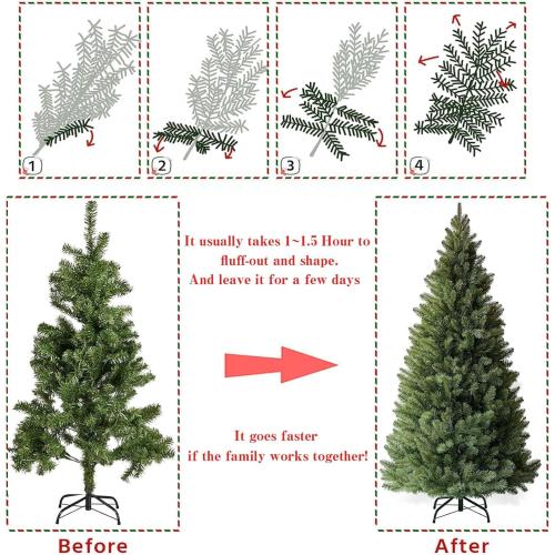 6ft Artificial Christmas Tree Premium Pine Xmas Tree with 1000 Branch Tip, 1 Minute Christmas Tree Unlit Realistic Holiday Party Decor for Home Office, Foldable Stand, Easy Assembly
