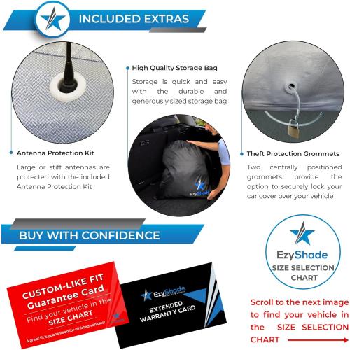 EzyShade 10-Layer Waterproof Sports Car Cover. See Vehicle Size-Chart for Accurate Fit. All Weather Full Outdoor Covers. Porsche Z4 370Z BRZ 86 TT Classic Cars Sun Snow Rain. Size C2 (See SizeChart)