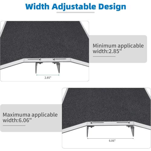27.75 L x 1.65 H Bridge Threshold Ramp for Doorways–Fits 2.85–6 Wide Thresholds with Adjustable Support Bars Non-Slip Aluminum Wheelchair Ramps for Home Steps,Sliding Door Ramp for Wheelchair