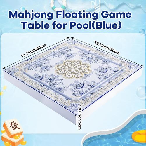 19x19 Inches Mahjong Floating Game Table for Pool Adults Pool Games Tray for Mahjong Card Games Dominoes Poker Floater Tables for Indoor Outdoor Swimming Pool Hot Tub Lake(Blue)