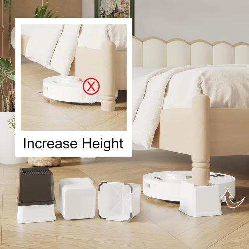 Bed Risers 4 Inch 8 Pack, Oversized L Shape Furniture Bed Lifts Risers 4 in Heavy Duty Wide Opening Elevators fits to Couch, Sofa, Bed Frame, White