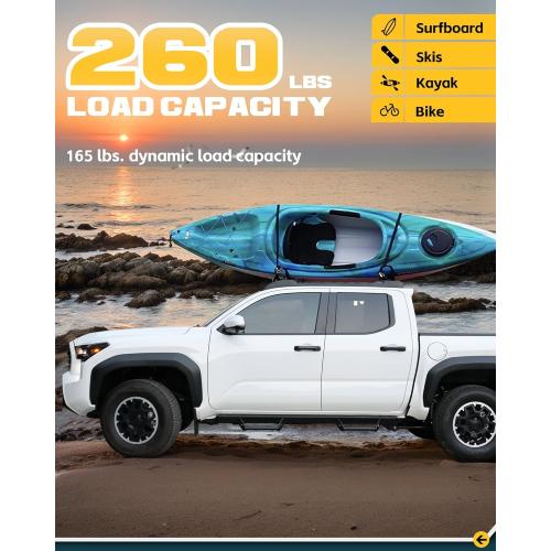 260LBS Aluminum Roof Rack Cross Bars Fit for 2024 2025 2026 Toyota Tacoma Double Cab | Heavy-Duty, Waterproof & Rustproof | for Kayak, Bike, Snowboard Low Profile OE Style Tacoma Storage Accessories