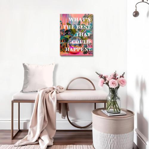 JWVK What's the Best that Could Happen Sign Canvas Wall Art Prints, Eclectic Home Decor, Trendy Funky 70s Retro Disco Ball Inspirational Positive Wall Decor Posters for Home Office, 11x14 Inch Framed