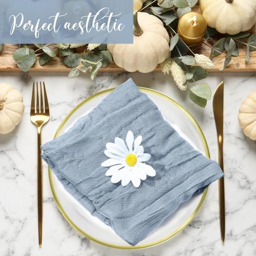 Mixweer 100 Pieces Gauze Cheesecloth Napkins 19.7 x 19.7 Inch with Wrinkled Decorative for Home Wedding Baby Shower Rustic Table Decoration(Dusty Blue)