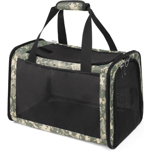 Cat Carrier Soft 25lbs Pet Carriers Portable Small Dog Puppy Airline Approved Carrier with Side Pockets Foldable Portable for Outdoor Car Digital Grey