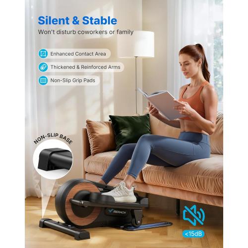 Sitting Under Desk Elliptical Machine, Leg Exerciser While Sitting for Seniors, Seated Pedal Exerciser, Quiet & Portable Pedal Exerciser with 8 Resistance Levels, Work from Home Fitness