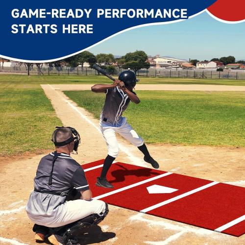 Baseball Hitting Mat Pro Batting Cage Mat Antislip TPR Rubber Backing with Home Plate for Baseball Softball Training Indoor and Outdoor