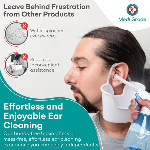 Medi Grade Ear Cleaning Kit Including Ear Cleaner Bottle, Basin with Quad-Stream tip - Earwax Removal Kit for Enhanced Hearing Clarity - Ear Wax Removal Tool for Ear Hygiene