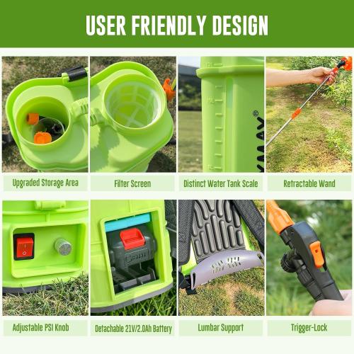 Battery Powered Backpack Sprayer 3.2 Gallon, VAXMAY 80 PSI Electric Garden Sprayer Works with Makita 18V Battery, Weed Lawn Sprayer with Telescopic Wand, 5 Nozzles, 2.0 Ah Battery & Charger Included