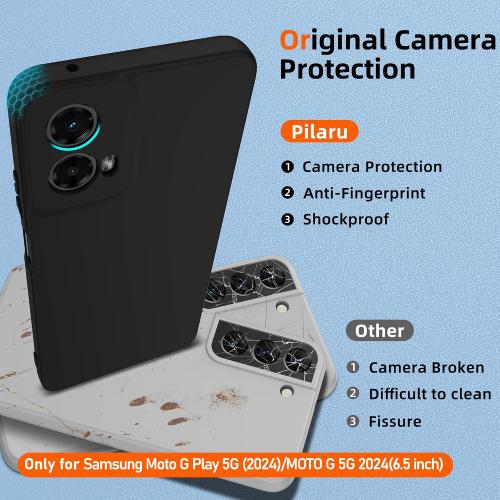 for Motorola Moto G 5G 2024 Case,Liquid Silicone Upgrade[Soft Anti-Scratch Microfiber Lining][2 HD Screen Protector][Full Camera Protection] Shockproof Case Moto G 2024 Phone Case 6.6 inch -Black