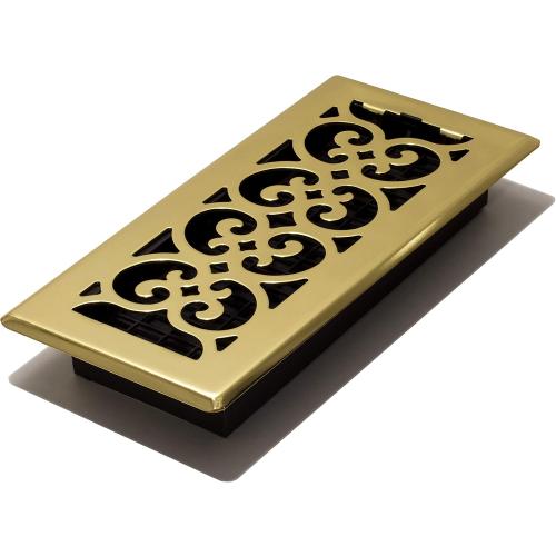 Decor Grates SPH410 Floor Register, 4x10, Polished Brass Finish