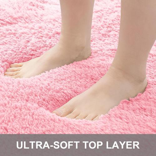 OLANLY Area Rugs for Living Room Bedroom, Machine Washable 4x5.9 ft Soft Fluffy Shaggy Bedside Rug, Indoor Floor Carpet for Kids Girls and Boys, Dorms, Nursery Rooms, Home Decor Aesthetic, Pink