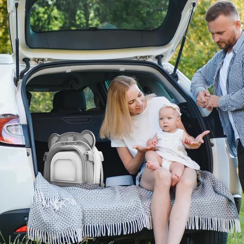 MoreFeel Collapsible Baby Bathtub for Newborn with Thermometer & 1 Hooded Towel & 1 Soft Floating Cushion,Portable Travel Bathtub with Drain Hole, Durable Foldable Baby Tubs for Infants to Toddler