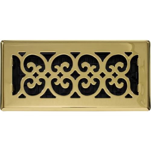 Decor Grates SPH410 Floor Register, 4x10, Polished Brass Finish