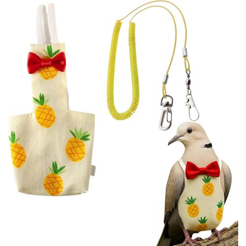 Pigeon Diaper Harness and Bird Leash Set, Birds Diapers for Pigeons and Stretch Leash Pigeon Harnesses, Diapers for Cockatiel Parrot Parakeet, Macaw Harness and Leashes, Pants (M-Yellow)