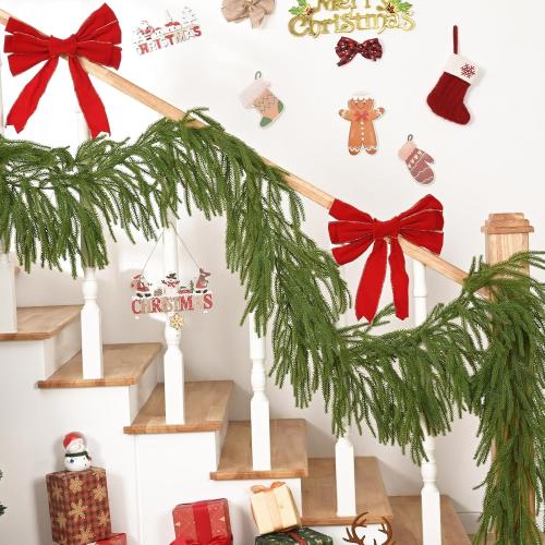 MARTINE MALL Christmas Garland, 6FT Real Touch Norfolk Pine Garland, Cedar Garland Christmas Garlands for Mantle Christmas Pine Garlands for Front Door Fireplace Table