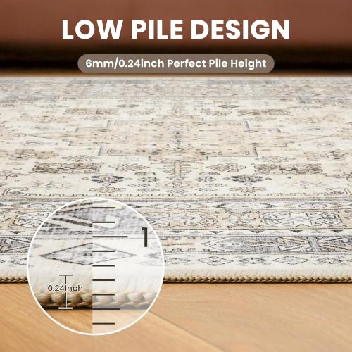 zesthome Size 9x12 Color  beige Area Rugs,Stain Resistant Washable Rug,Ultra-Thin Rugs for Living Room,Bedroom,Non-Slip Backing Home Decor Large Area Rug (Beige,9'x12')